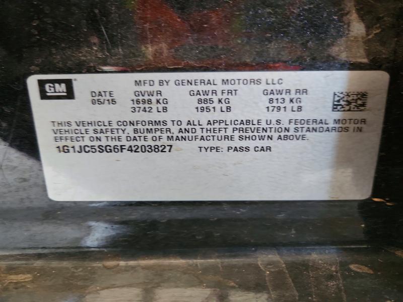 Aukcja sprzedaży 2015 Chevrolet Sonic, vin: 1G1JC5SG6F4203827, numer aukcji: 58801826