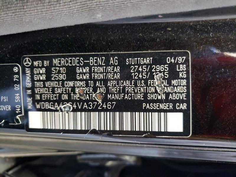 61863466 :رقم المزاد ، WDBGA43G4VA372467 vin ، 1997 Mercedes-benz S مزاد بيع