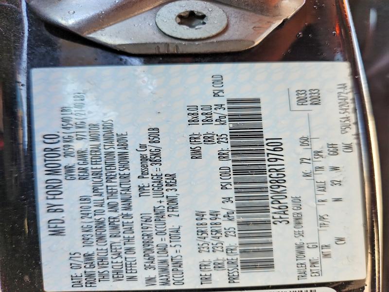 2016 Ford Fusion მანქანა იყიდება აუქციონზე, vin: 3FA6P0K98GR197601, აუქციონის ნომერი: 61439266