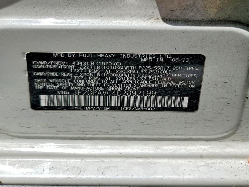 Продажа на аукционе авто 2013 Subaru Xv Crosstrek, vin: JF2GPAVC4D2892199, номер лота: 85991795