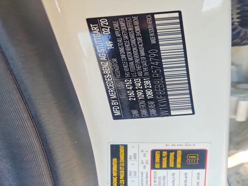60950176 :رقم المزاد ، W1KWF8EB8LR574790 vin ، 2020 Mercedes-benz C مزاد بيع