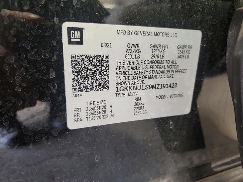 Продаж на аукціоні авто 2021 Gmc Acadia, vin: 1GKKNULS9MZ191423, номер лоту: 62143556