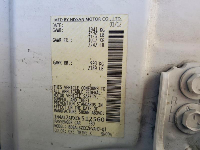 Auction sale of the 2012 Nissan Altima, vin: 1N4AL2APXCN512560, lot number: 61029456