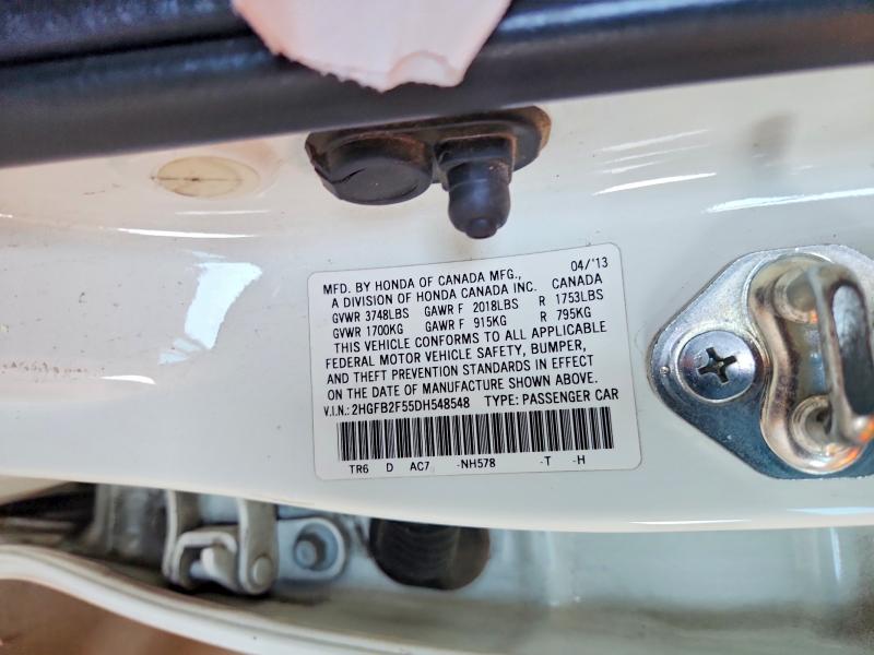62384496 :رقم المزاد ، 2HGFB2F55DH548548 vin ، 2013 Honda Civic مزاد بيع