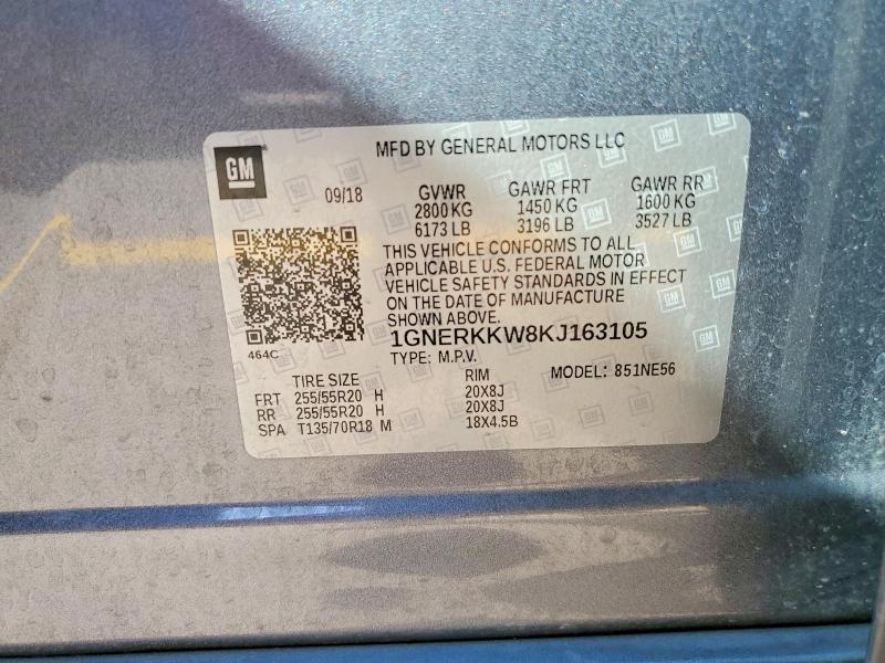 Aukcja sprzedaży 2019 Chevrolet Traverse, vin: 1GNERKKW8KJ163105, numer aukcji: 61156286