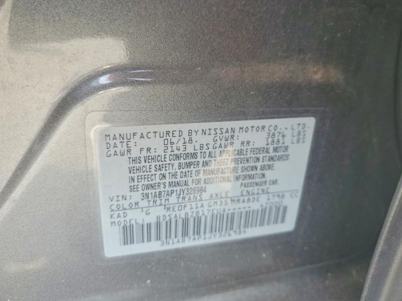 Продаж на аукціоні авто 2018 Nissan Sentra, vin: 3N1AB7AP1JY326984, номер лоту: 61575326