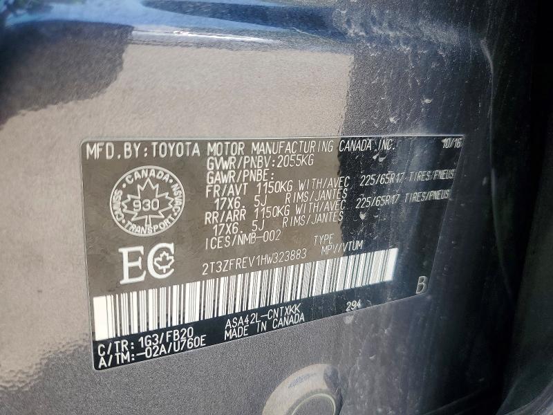 2017 Toyota Rav4 მანქანა იყიდება აუქციონზე, vin: 2T3ZFREV1HW323883, აუქციონის ნომერი: 62838196
