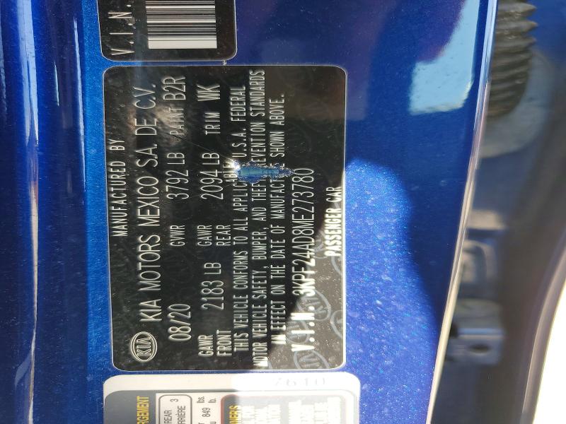 Продажа на аукционе авто 2021 Kia Forte, vin: 3KPF24AD8ME273780, номер лота: 58827316