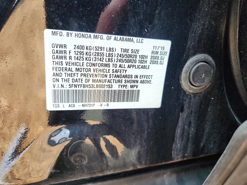 63026256 :رقم المزاد ، 5FNYF8H53LB002153 vin ، 2020 Honda Passport مزاد بيع