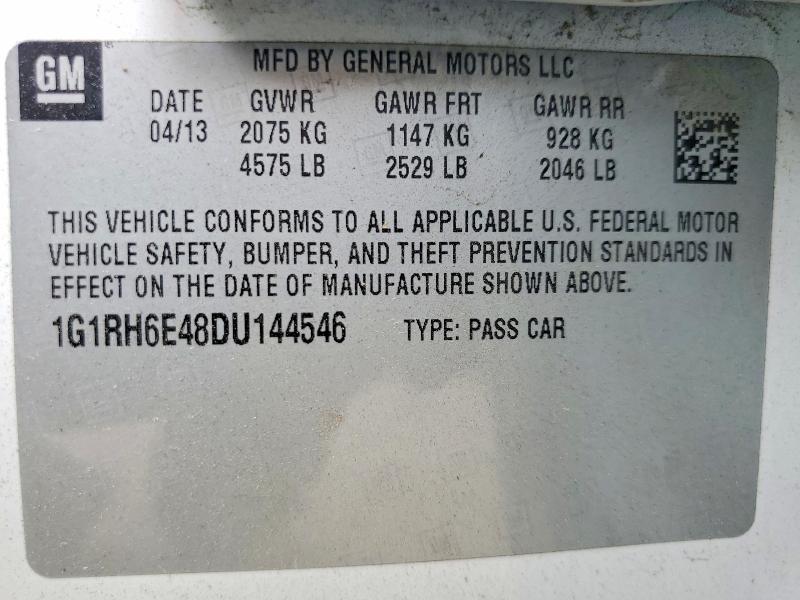 61417536 :رقم المزاد ، 1G1RH6E48DU144546 vin ، 2013 Chevrolet Volt مزاد بيع