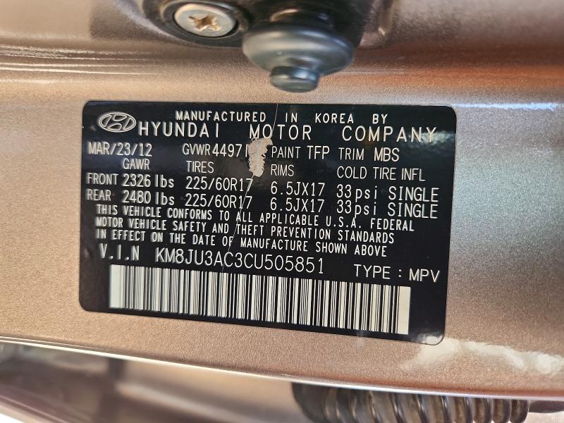 Продажа на аукционе авто 2012 Hyundai Tucson, vin: KM8JU3AC3CU505851, номер лота: 60806026