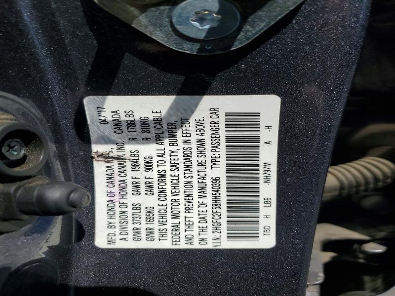 61705156 :رقم المزاد ، 2HGFC2F58HH540396 vin ، 2017 Honda Civic مزاد بيع