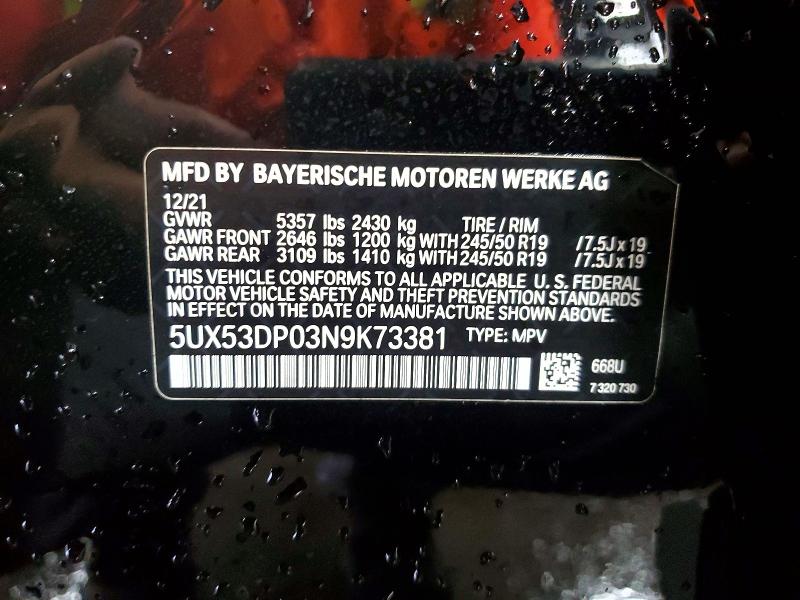 Продажа на аукционе авто 2022 Bmw X3, vin: 5UX53DP03N9K73381, номер лота: 61019116