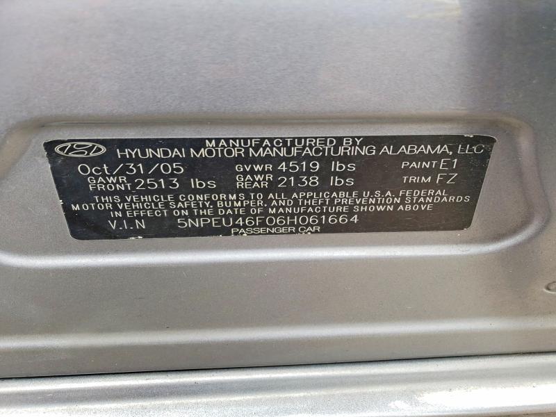 Aukcja sprzedaży 2006 Hyundai Sonata, vin: 5NPEU46F06H061664, numer aukcji: 60072556