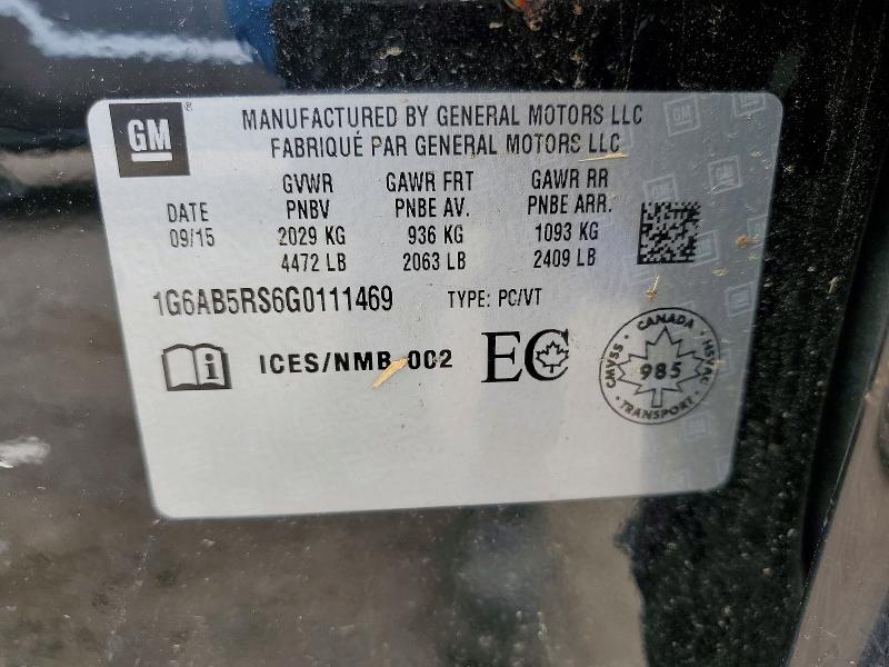 60132246 :رقم المزاد ، 1G6AB5RS6G0111469 vin ، 2016 Cadillac Ats مزاد بيع