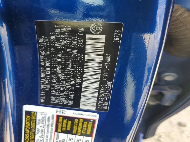 61805366 :رقم المزاد ، 4T4BE46K68R037652 vin ، 2008 Toyota Camry مزاد بيع