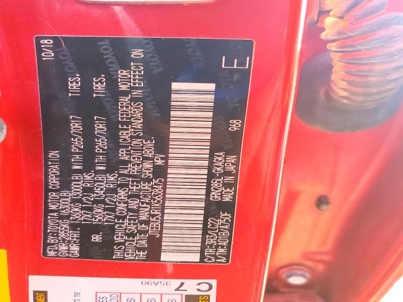 Aukcja sprzedaży 2019 Toyota 4runner, vin: JTEBU5JR1K5638475, numer aukcji: 60352716