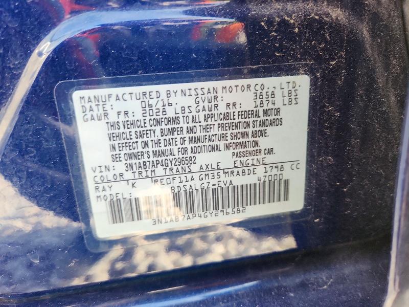 Продаж на аукціоні авто 2016 Nissan Sentra, vin: 3N1AB7AP4GY296582, номер лоту: 60068216