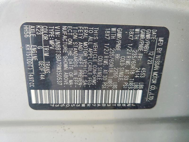 Продаж на аукціоні авто 2024 Nissan Rogue, vin: JN8BT3BA7RW350537, номер лоту: 59779436