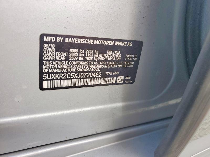 60716276 :رقم المزاد ، 5UXKR2C5XJ0Z20462 vin ، 2018 Bmw X5 مزاد بيع
