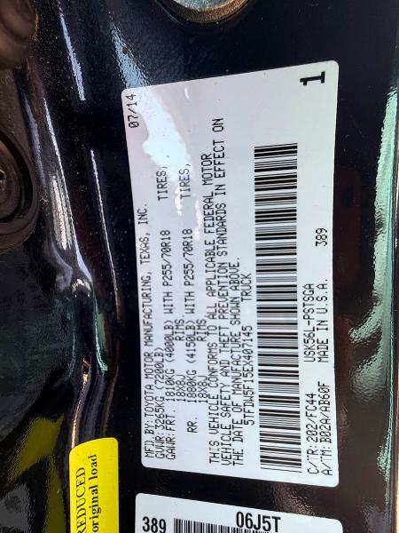 61814166 :رقم المزاد ، 5TFDW5F15EX407145 vin ، 2014 Toyota Tundra مزاد بيع