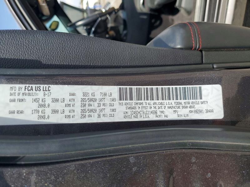 60836606 :رقم المزاد ، 1C4SDHCT0JC114596 vin ، 2018 Dodge Durango مزاد بيع