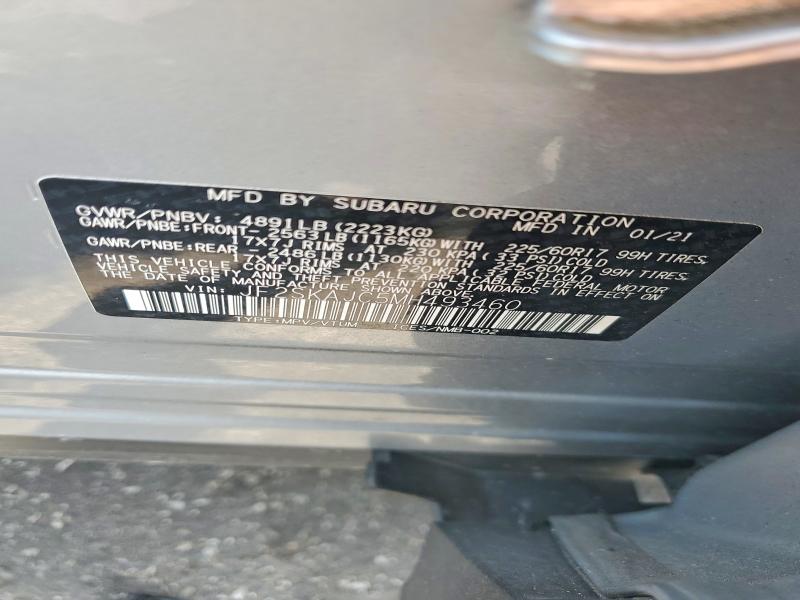 Aukcja sprzedaży 2021 Subaru Forester, vin: JF2SKAJC5MH493460, numer aukcji: 63314876