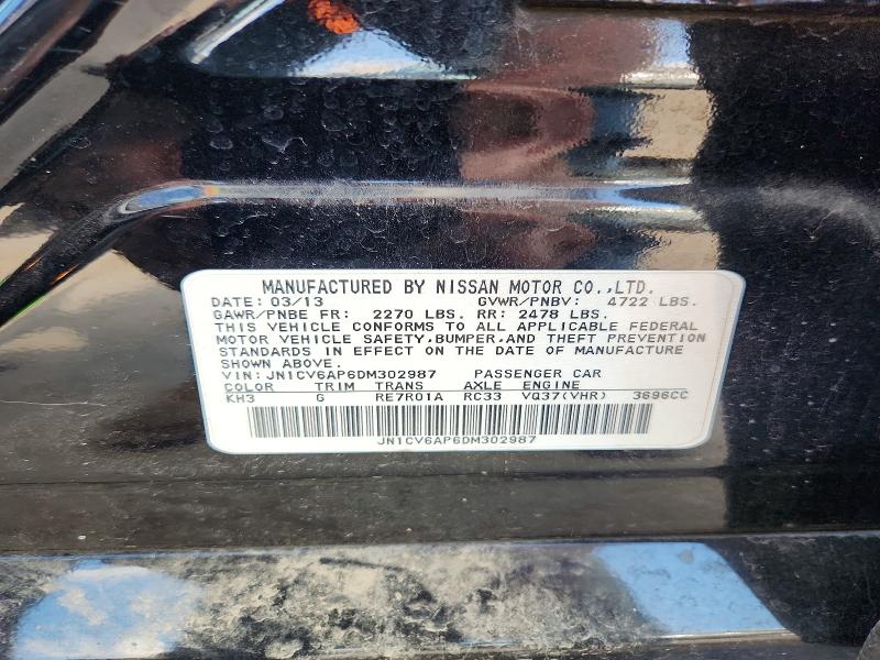 58790606 :رقم المزاد ، JN1CV6AP6DM302987 vin ، 2013 Infiniti G37 Sedan مزاد بيع