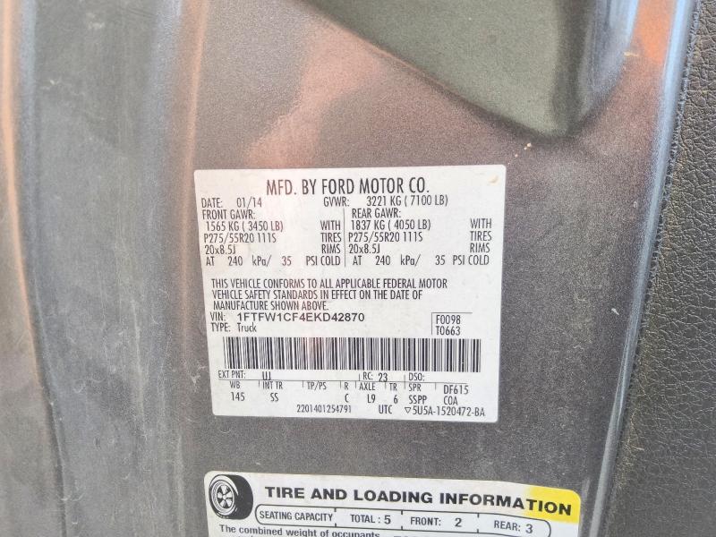 Aukcja sprzedaży 2014 Ford F150, vin: 1FTFW1CF4EKD42870, numer aukcji: 62262416