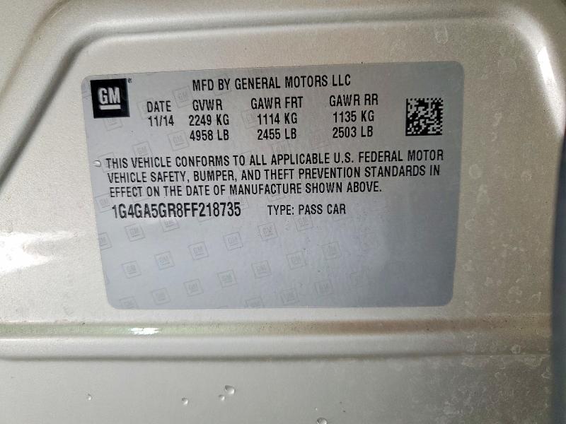 62513316 :رقم المزاد ، 1G4GA5GR8FF218735 vin ، 2015 Buick Lacrosse مزاد بيع