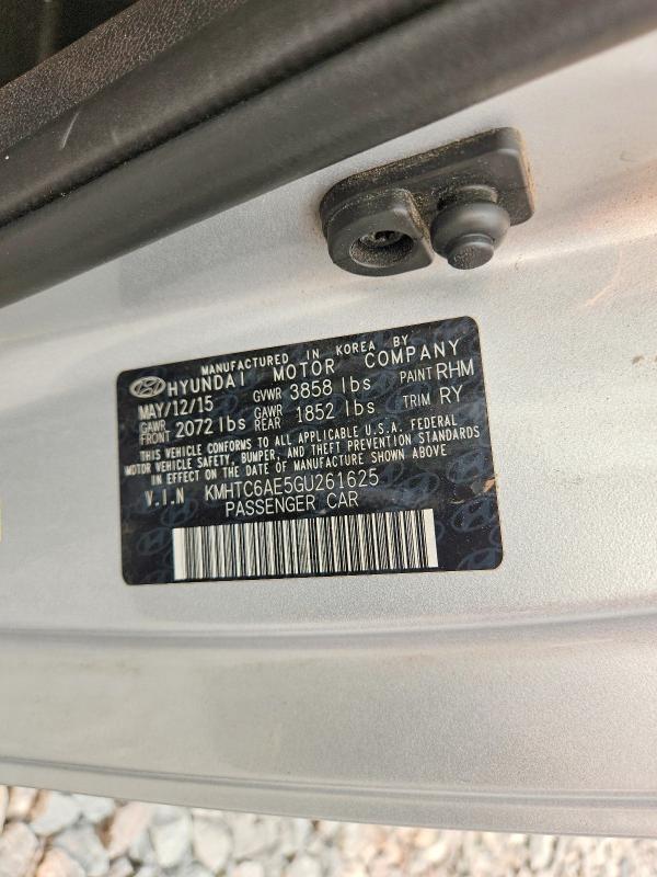 61152166 :رقم المزاد ، KMHTC6AE5GU261625 vin ، 2016 Hyundai Veloster مزاد بيع