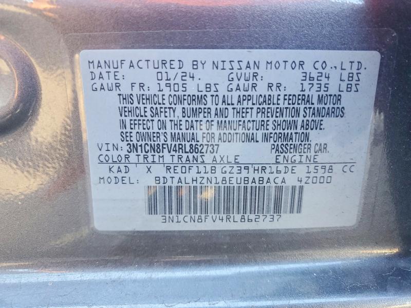 Продажа на аукционе авто 2024 Nissan Versa, vin: 3N1CN8FV4RL862737, номер лота: 60268036