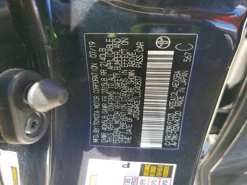 Aukcja sprzedaży 2020 Toyota Corolla, vin: JTDS4RCE1LJ040837, numer aukcji: 62727066