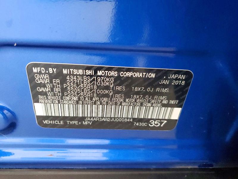 Продаж на аукціоні авто 2018 Mitsubishi Outlander Sport, vin: JA4AR3AW2JU000844, номер лоту: 62745136