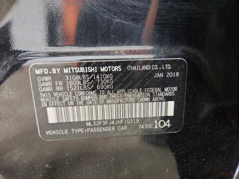 Aukcja sprzedaży 2018 Mitsubishi Mirage, vin: ML32F3FJ4JHF10319, numer aukcji: 61962866