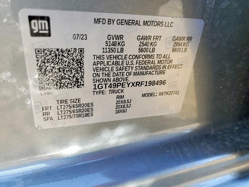 2024 Gmc Sierra მანქანა იყიდება აუქციონზე, vin: 1GT49PEYXRF198496, აუქციონის ნომერი: 59744176