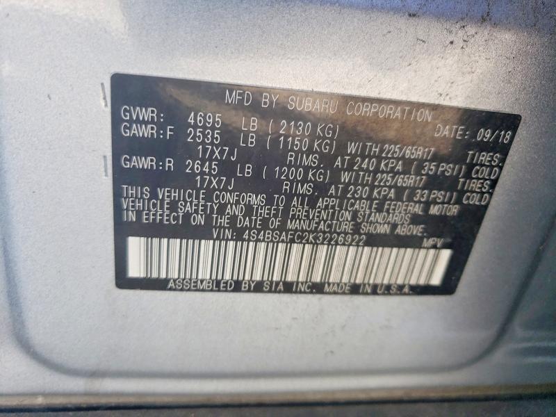 Продажа на аукционе авто 2019 Subaru Outback, vin: 4S4BSAFC2K3226922, номер лота: 61154756