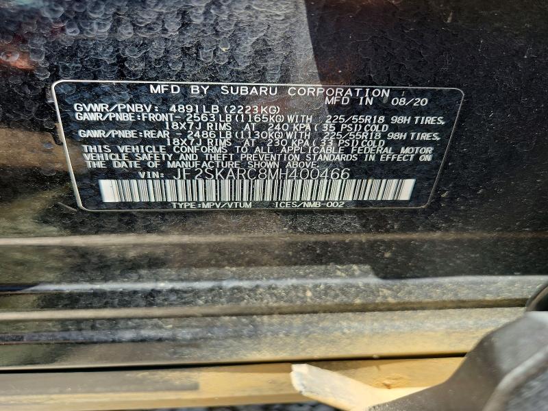 60313416 :رقم المزاد ، JF2SKARC8MH400466 vin ، 2021 Subaru Forester مزاد بيع