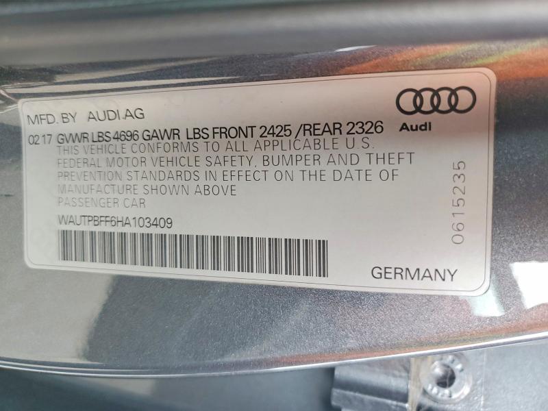 Продаж на аукціоні авто 2017 Audi A3, vin: WAUTPBFF6HA103409, номер лоту: 61574676