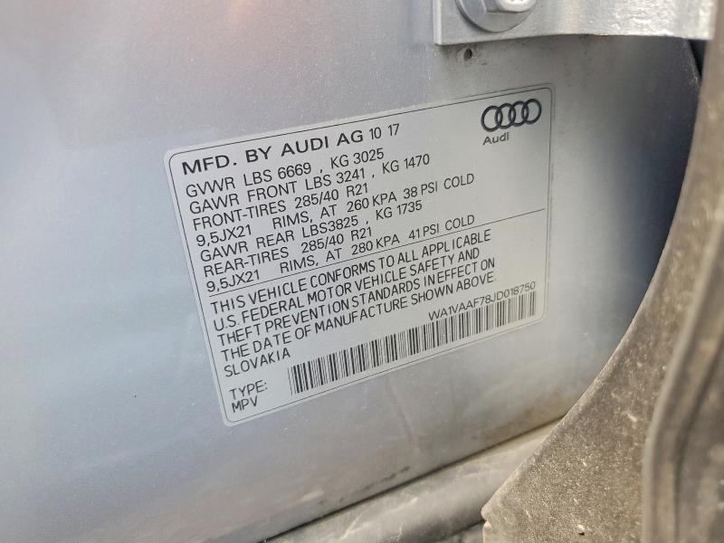 62173916 :رقم المزاد ، WA1VAAF78JD018750 vin ، 2018 Audi Q7 مزاد بيع