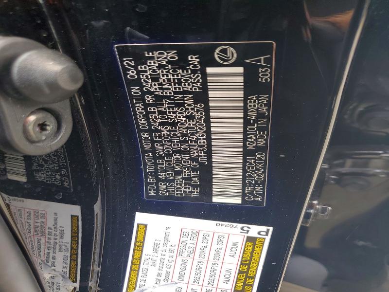 59915356 :رقم المزاد ، JTHP3JBH3M2043576 vin ، 2021 Lexus Ux 200 مزاد بيع