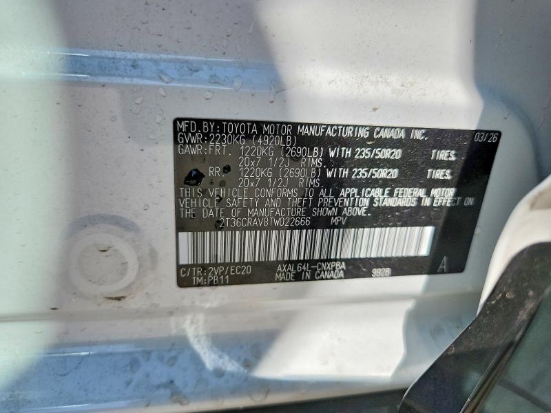 62256906 :رقم المزاد ، 2T36CRAV8TW022666 vin ، 2026 Toyota Rav4 مزاد بيع