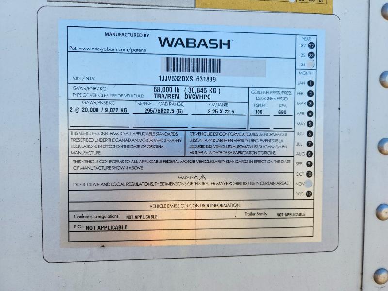Продажа на аукционе авто 2025 Wabash Dvcvhpc, vin: 1JJV532DXSL631839, номер лота: 54019186