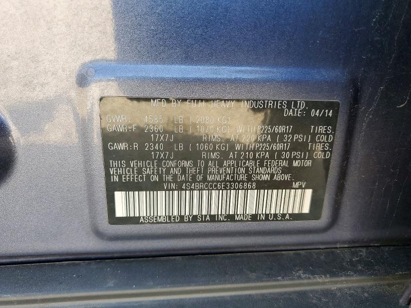 Aukcja sprzedaży 2014 Subaru Outback, vin: 4S4BRCCC6E3306868, numer aukcji: 59240206