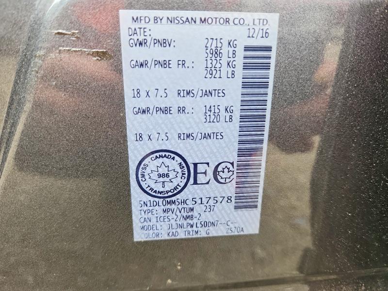 Продаж на аукціоні авто 2017 Infiniti Qx60, vin: 5N1DL0MM5HC517578, номер лоту: 60305726