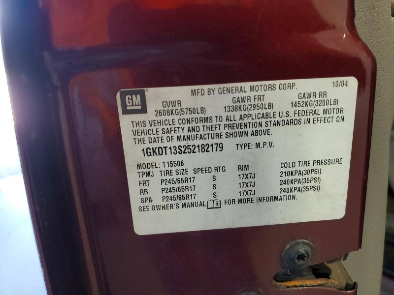 2005 Gmc Envoy მანქანა იყიდება აუქციონზე, vin: 1GKDT13S252182179, აუქციონის ნომერი: 61127346