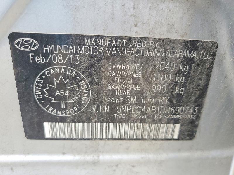 56631376 :رقم المزاد ، 5NPEC4AB1DH690743 vin ، 2013 Hyundai Sonata مزاد بيع