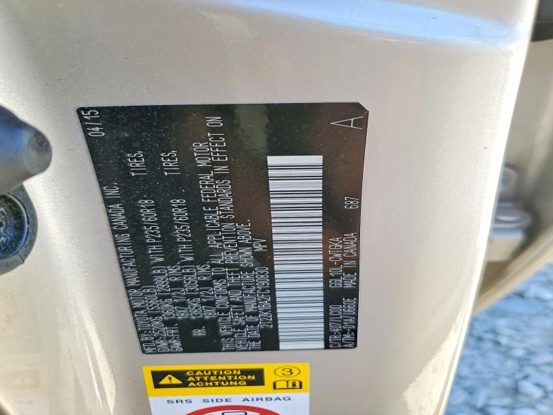 62697046 :رقم المزاد ، 2T2ZK1BA2FC190830 vin ، 2015 Lexus Rx 350 مزاد بيع