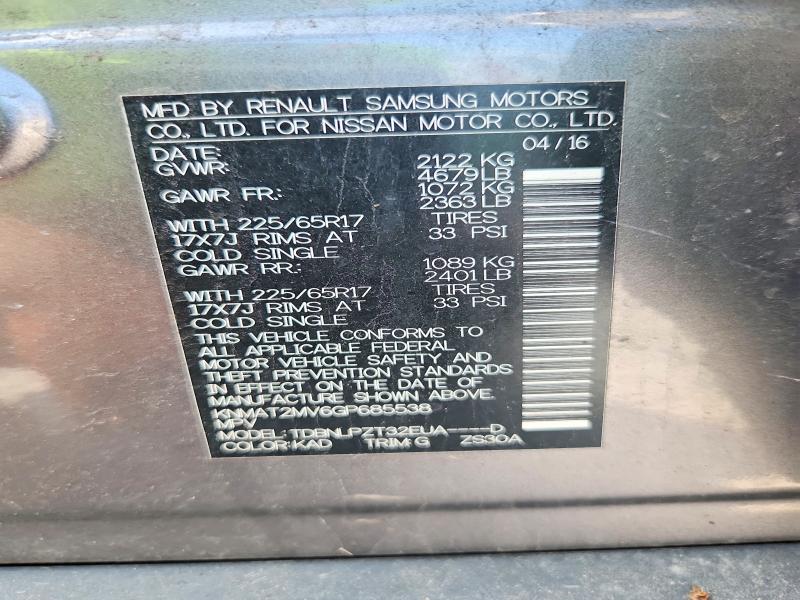 Aukcja sprzedaży 2016 Nissan Rogue, vin: KNMAT2MV6GP685538, numer aukcji: 60993836