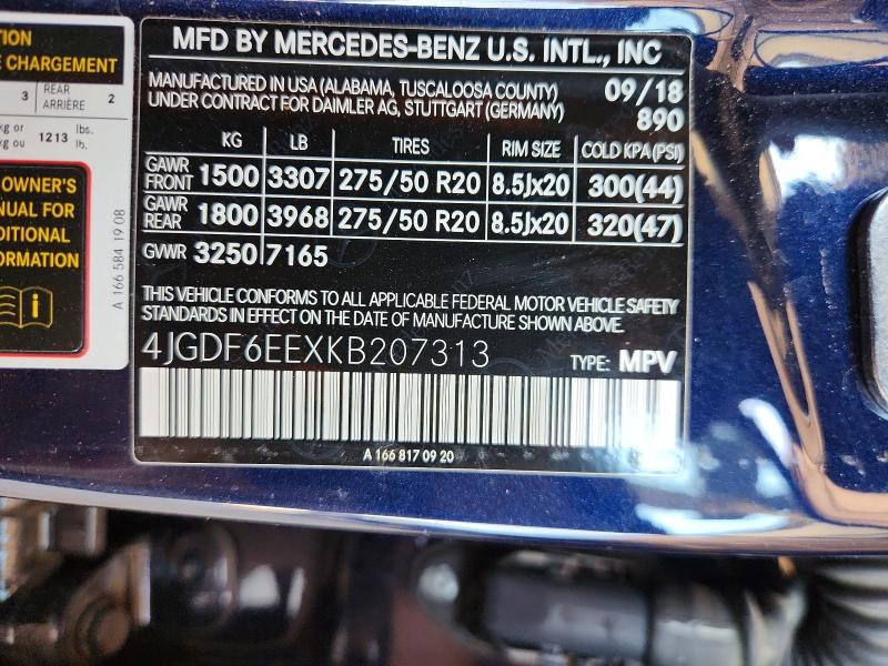 59385266 :رقم المزاد ، 4JGDF6EEXKB207313 vin ، 2019 Mercedes-benz Gls مزاد بيع